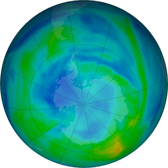 Antarctic ozone map for 20 April 2017